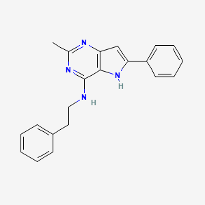 molecular formula C21H20N4 B1623393 5H-Pyrrolo(3,2-d)pyrimidin-4-amine, 2-methyl-6-phenyl-N-(2-phenylethyl)- CAS No. 72549-74-7