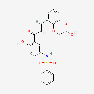 molecular formula C23H19NO7S B1623585 (2-(3-(2-Hydroxy-5-((phenylsulphonyl)amino)phenyl)-3-oxo-1-propenyl)phenoxy)acetic acid CAS No. 94113-29-8