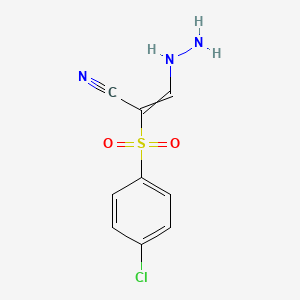 molecular formula C9H8ClN3O2S B1623625 2-(4-Chlorophenyl)sulfonyl-3-hydrazinylprop-2-enenitrile CAS No. 68342-62-1