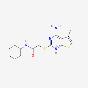 molecular formula C16H23N4OS2+ B1623695 2-(4-amino-5,6-dimethylthieno[2,3-d]pyrimidin-1-ium-2-yl)sulfanyl-N-cyclohexylacetamide CAS No. 6838-51-3
