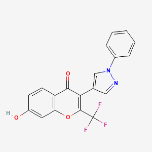 molecular formula C19H11F3N2O3 B1623870 7-Hydroxy-3-(1-phenyl-1H-pyrazol-4-yl)-2-trifluoromethyl-chromen-4-one CAS No. 51412-01-2