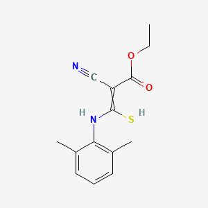 molecular formula C14H16N2O2S B1624013 Ethyl 2-cyano-3-(2,6-dimethylanilino)-3-sulfanylprop-2-enoate CAS No. 648409-08-9