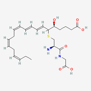 molecular formula C25H38N2O6S B1624066 (5S,7E,9E,11Z,14Z,17Z)-6-[(2R)-2-amino-3-(carboxymethylamino)-3-oxopropyl]sulfanyl-5-hydroxyicosa-7,9,11,14,17-pentaenoic acid CAS No. 79695-13-9