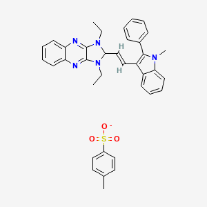 molecular formula C37H36N5O3S- B1624193 1H-Imidazo(4,5-b)quinoxalinium, 1,3-diethyl-2-(2-(1-methyl-2-phenyl-1H-indol-3-yl)ethenyl)-, 4-methylbenzenesulfonate (1:1) CAS No. 29329-88-2