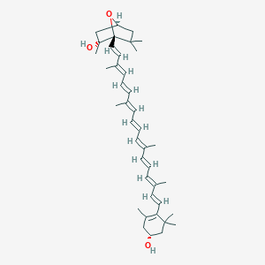 molecular formula C40H56O3 B162421 (1R,2R,4S)-1-[(1E,3E,5E,7E,9E,11E,13E,15E,17E)-18-[(4R)-4-Hydroxy-2,6,6-trimethylcyclohexen-1-yl]-3,7,12,16-tetramethyloctadeca-1,3,5,7,9,11,13,15,17-nonaenyl]-2,6,6-trimethyl-7-oxabicyclo[2.2.1]heptan-2-ol CAS No. 103955-77-7