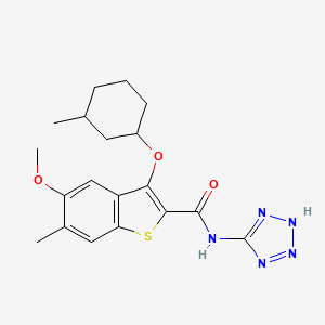 molecular formula C19H23N5O3S B1624338 5-Methoxy-6-methyl-3-((3-methylcyclohexyl)oxy)-N-(2H-tetrazol-5-yl)benzo[b]thiophene-2-carboxamide CAS No. 809281-61-6