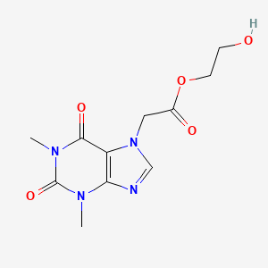 B1624378 2-Hydroxyethyl 1,2,3,6-tetrahydro-1,3-dimethyl-2,6-dioxo-7H-purine-7-acetate CAS No. 61379-38-2