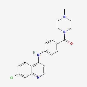 molecular formula C21H21ClN4O B1624525 Piperazine, 1-(4-((7-chloro-4-quinolinyl)amino)benzoyl)-4-methyl- CAS No. 25143-11-7