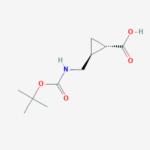 molecular formula C10H17NO4 B1624586 (1S,2S)-2-(tert-Butyloxycarbonylaminomethyl)cyclopropanecarboxylic acid CAS No. 253779-06-5