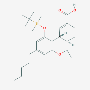 molecular formula C27H42O4Si B1624590 (6aR,10aR)-1-[tert-butyl(dimethyl)silyl]oxy-6,6-dimethyl-3-pentyl-6a,7,8,10a-tetrahydrobenzo[c]chromene-9-carboxylic acid CAS No. 138285-38-8
