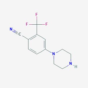 molecular formula C12H12F3N3 B1625069 4-(哌嗪-1-基)-2-(三氟甲基)苯甲腈 CAS No. 262295-57-8