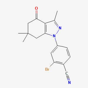 B1625206 2-Bromo-4-(3,6,6-trimethyl-4-oxo-4,5,6,7-tetrahydro-1H-indazol-1-yl)benzonitrile CAS No. 908111-29-5