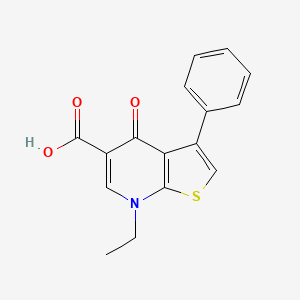 molecular formula C16H13NO3S B1625595 7-Ethyl-4-oxo-3-phenyl-4,7-dihydrothieno[2,3-B]pyridine-5-carboxylic acid CAS No. 66441-43-8