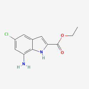molecular formula C11H11ClN2O2 B1625654 Ethyl 7-amino-5-chloro-1H-indole-2-carboxylate CAS No. 59694-51-8