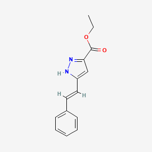 molecular formula C14H14N2O2 B1625672 Ethyl 3-styryl-1H-pyrazole-5-carboxylate CAS No. 856061-34-2
