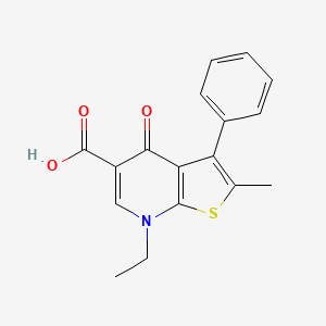 molecular formula C17H15NO3S B1625780 7-Ethyl-2-methyl-4-oxo-3-phenyl-4,7-dihydrothieno[2,3-B]pyridine-5-carboxylic acid CAS No. 67637-70-1