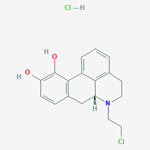 molecular formula C18H19Cl2NO2 B1625959 (6aR)-6-(2-chloroethyl)-5,6,6a,7-tetrahydro-4H-dibenzo[de,g]quinoline-10,11-diol;hydrochloride CAS No. 75344-87-5