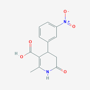 molecular formula C13H12N2O5 B1626009 1,4,5,6-Tetrahydro-2-methyl-4-(3-nitrophenyl)-6-oxo-3-pyridinecarboxylic acid CAS No. 423120-04-1