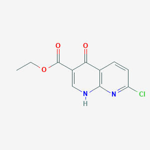 molecular formula C11H9ClN2O3 B1626338 7-Chloro-4-hydroxy-[1,8]naphthyridine-3-carboxylic acid ethyl ester CAS No. 83785-66-4