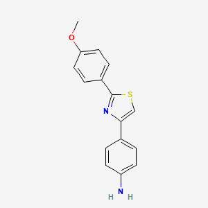molecular formula C16H14N2OS B1626470 4-(2-(4-Methoxyphenyl)thiazol-4-YL)benzenamine CAS No. 54883-29-3