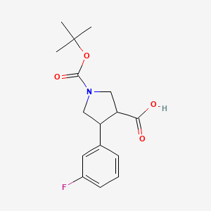 molecular formula C16H20FNO4 B1627152 (3R,4S)-4-(3-fluorophenyl)-1-[(2-methylpropan-2-yl)oxycarbonyl]pyrrolidine-3-carboxylic acid CAS No. 939757-99-0
