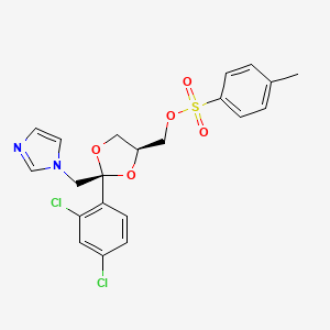 molecular formula C21H20Cl2N2O5S B1627391 cis-2-(2,4-Dichlorophenyl)-2-(1H-imidazol-1-ylmethyl)-1,3-dioxolan-4-ylmethyl toluene-p-sulphonate CAS No. 85650-50-6