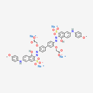 Tetrasodium 2,2'-((4,4'-bis((1-hydroxy-6-((4-methoxyphenyl)amino)-3-sulphonato-2-naphthyl)azo)(1,1'-biphenyl)-3,3'-diyl)bis(oxy))diacetate