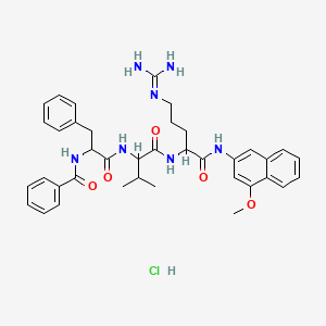 molecular formula C38H46ClN7O5 B1627854 N-[1-[[1-[[5-(Diaminomethylideneamino)-1-[(4-methoxynaphthalen-2-yl)amino]-1-oxopentan-2-yl]amino]-3-methyl-1-oxobutan-2-yl]amino]-1-oxo-3-phenylpropan-2-yl]benzamide;hydrochloride CAS No. 102029-41-4