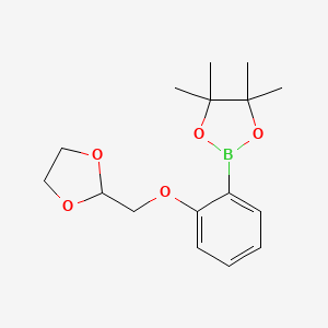 molecular formula C16H23BO5 B1627952 2-[2-(1,3-Dioxolan-2-ylmethoxy)phenyl]-4,4,5,5-tetramethyl-1,3,2-dioxaborolane CAS No. 864754-12-1