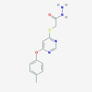 molecular formula C13H14N4O2S B162807 Acetic acid, ((6-(4-methylphenoxy)-4-pyrimidinyl)thio)-, hydrazide CAS No. 137927-72-1