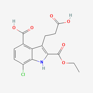 molecular formula C15H14ClNO6 B1628318 3-(2-carboxyethyl)-7-chloro-2-(ethoxycarbonyl)-1H-indole-4-carboxylic acid CAS No. 36800-68-7