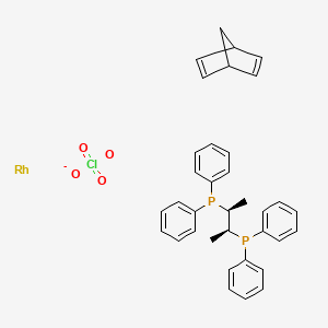 molecular formula C35H36ClO4P2Rh- B1628358 bicyclo[2.2.1]hepta-2,5-diene;[(2S,3S)-3-diphenylphosphanylbutan-2-yl]-diphenylphosphane;rhodium;perchlorate CAS No. 65012-74-0