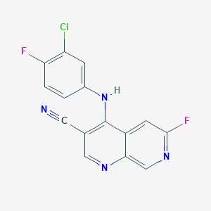 molecular formula C15H7ClF2N4 B1628608 4-(3-Chloro-4-fluorophenylamino)-6-fluoro-1,7-naphthyridine-3-carbonitrile CAS No. 305371-33-9