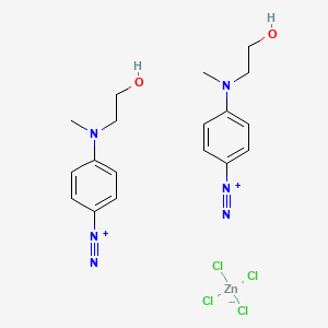 molecular formula C18H24Cl4N6O2Zn B1628997 Benzenediazonium, 4-[(2-hydroxyethyl)methylamino]-, (T-4)-tetrachlorozincate(2-) (2:1) CAS No. 33678-73-8