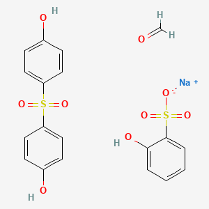 molecular formula C19H17NaO9S2 B1629092 Sodium;formaldehyde;2-hydroxybenzenesulfonate;4-(4-hydroxyphenyl)sulfonylphenol CAS No. 71832-81-0