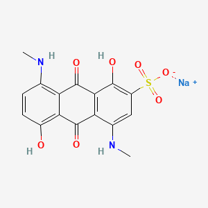 molecular formula C16H13N2NaO7S B1629274 Sodium 9,10-dihydro-1,5-dihydroxy-4,8-bis(methylamino)-9,10-dioxoanthracene-2-sulphonate CAS No. 6370-91-8