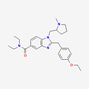 molecular formula C27H36N4O2 B1629283 2-[(4-ethoxyphenyl)methyl]-N,N-diethyl-1-[(1-methylpyrrolidin-2-yl)methyl]benzimidazole-5-carboxamide CAS No. 474016-50-7