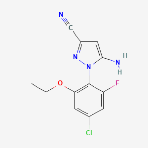 molecular formula C12H10ClFN4O B1629384 5-Amino-1-(4-chloro-6-ethoxy-2-fluorophenyl)-1H-pyrazole-3-carbonitrile CAS No. 99479-46-6