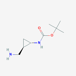 molecular formula C9H18N2O2 B1629588 tert-butyl (1S,2R)-2-(aminomethyl)cyclopropylcarbamate CAS No. 445479-35-6