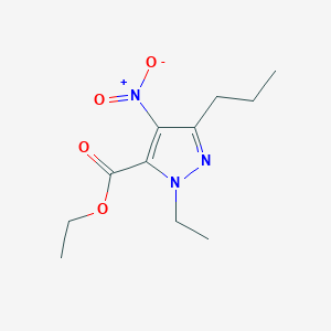 molecular formula C11H17N3O4 B1629597 Ethyl 2-ethyl-4-nitro-5-propyl-pyrazole-3-carboxylate CAS No. 76434-33-8