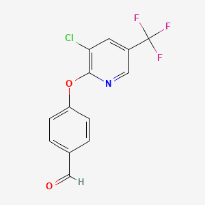 molecular formula C13H7ClF3NO2 B1629691 4-{[3-Chloro-5-(trifluoromethyl)pyridin-2-yl]oxy}benzaldehyde CAS No. 950994-19-1