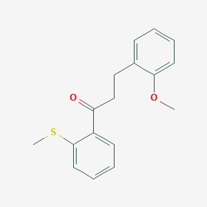 molecular formula C17H18O2S B1629705 3-(2-甲氧基苯基)-2'-硫代甲基苯丙酮 CAS No. 898769-81-8