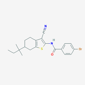 molecular formula C21H23BrN2OS B162979 4-bromo-N-[3-cyano-6-(2-methylbutan-2-yl)-4,5,6,7-tetrahydro-1-benzothiophen-2-yl]benzamide CAS No. 362482-00-6