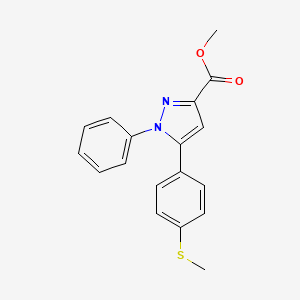 molecular formula C18H16N2O2S B1629793 5-(4-Methylsulfanyl-phenyl)-1-phenyl-1H-pyrazole-3-carboxylic acid methyl ester CAS No. 640727-84-0