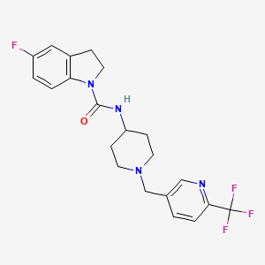 molecular formula C21H22F4N4O B1629844 5-fluoro-N-[1-[[6-(trifluoromethyl)pyridin-3-yl]methyl]piperidin-4-yl]-2,3-dihydroindole-1-carboxamide CAS No. 909669-58-5