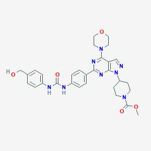 molecular formula C30H34N8O5 B163007 Methyl 4-[6-[4-[[4-(hydroxymethyl)phenyl]carbamoylamino]phenyl]-4-morpholin-4-ylpyrazolo[3,4-d]pyrimidin-1-yl]piperidine-1-carboxylate 