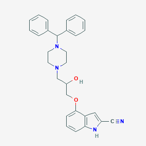 molecular formula C29H30N4O2 B163062 4-[3-[4-(diphenylmethyl)-1-piperazinyl]-2-hydroxypropoxy]-1H-indole-2-carbonitrile CAS No. 97730-95-5