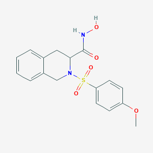 molecular formula C17H18N2O5S B163198 N-hydroxy-2-(4-methoxyphenyl)sulfonyl-3,4-dihydro-1H-isoquinoline-3-carboxamide CAS No. 236403-25-1