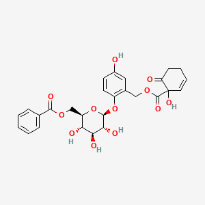 molecular formula C27H28O12 B1632330 [(2R,3S,4S,5R,6S)-3,4,5-trihydroxy-6-[4-hydroxy-2-[(1-hydroxy-6-oxocyclohex-2-ene-1-carbonyl)oxymethyl]phenoxy]oxan-2-yl]methyl benzoate 