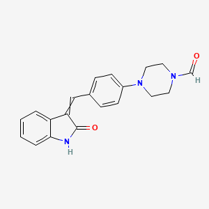 4-[4-[(2-oxo-1H-indol-3-ylidene)methyl]phenyl]piperazine-1-carbaldehyde